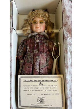Dynasty Doll Jackie Miss Autumn Musical Porcelain Doll With Stand & Box